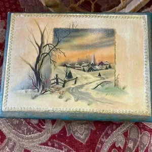 Handpainted vintage jewelry box.